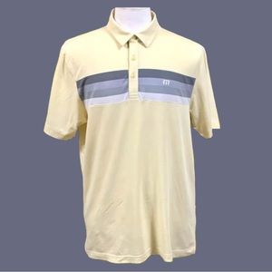 TravisMatthew Men’s Short Sleeve Polo Shirt Yellow With Stripes Across Large